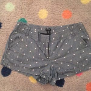 Size 10 J. crew Chambray polka dot city fit shorts